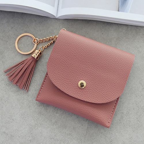 Fashion Women Wallet Short Leather Mini Casual ID Card Holders Bags Ladies Coin Clutch Tassel Bag(Dark Pink) - free shipping - PMC TechLife - Order now!