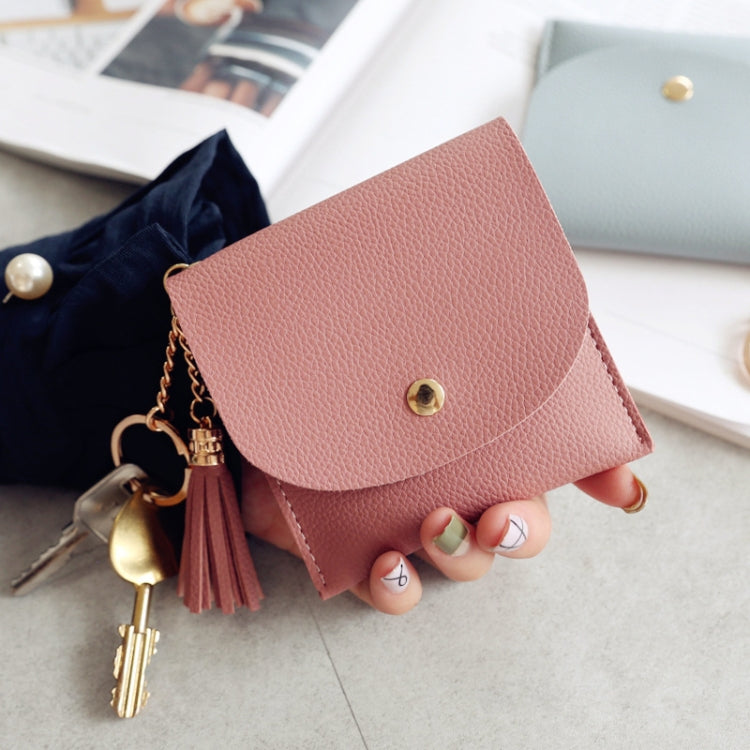 Fashion Women Wallet Short Leather Mini Casual ID Card Holders Bags Ladies Coin Clutch Tassel Bag(Dark Pink) - free shipping - PMC TechLife - Order now!