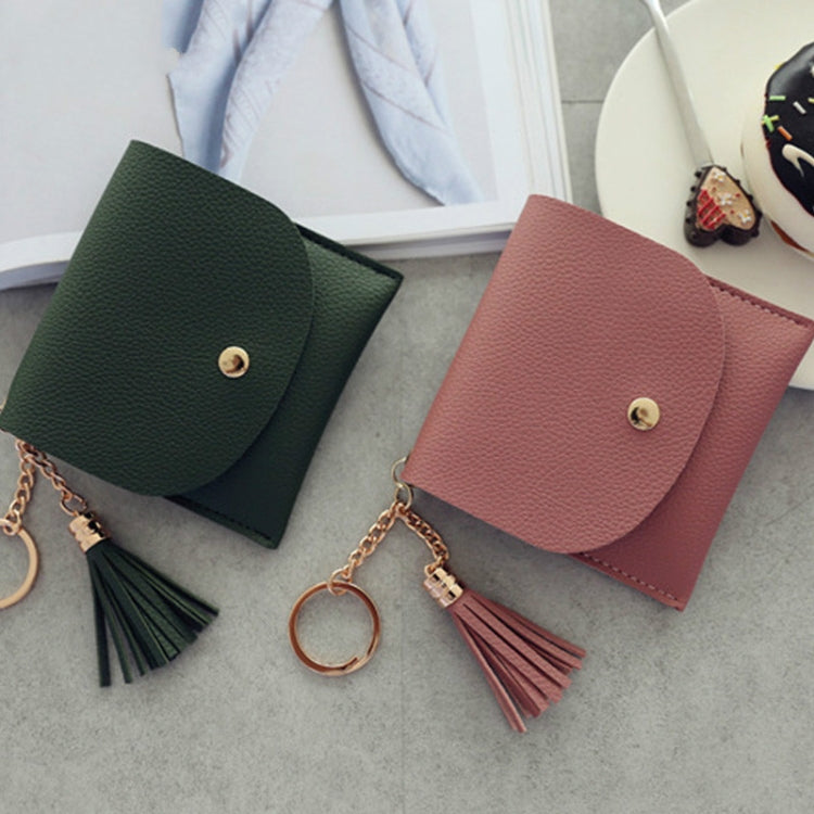 Fashion Women Wallet Short Leather Mini Casual ID Card Holders Bags Ladies Coin Clutch Tassel Bag(Dark Pink) - free shipping - PMC TechLife - Order now!