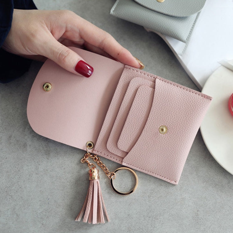 Fashion Women Wallet Short Leather Mini Casual ID Card Holders Bags Ladies Coin Clutch Tassel Bag(Dark Pink) - free shipping - PMC TechLife - Order now!