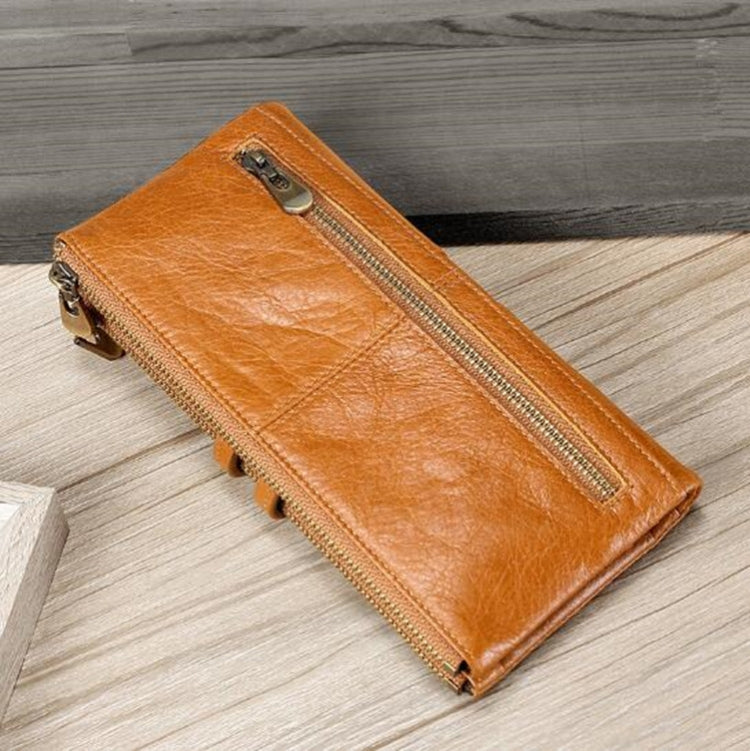 Ladies Genuine Leather Long Wallet Anti-theft Card Bag Multifunctional Clutch Bag(Black)