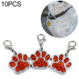 10 PCS Enamel Cat Dog  Bear Paw Prints Key Chain Jewelry Making(Red) - Pendants by PMC TechLife | Online Shopping South Africa | PMC TechLife | Buy Now Pay Later Mobicred