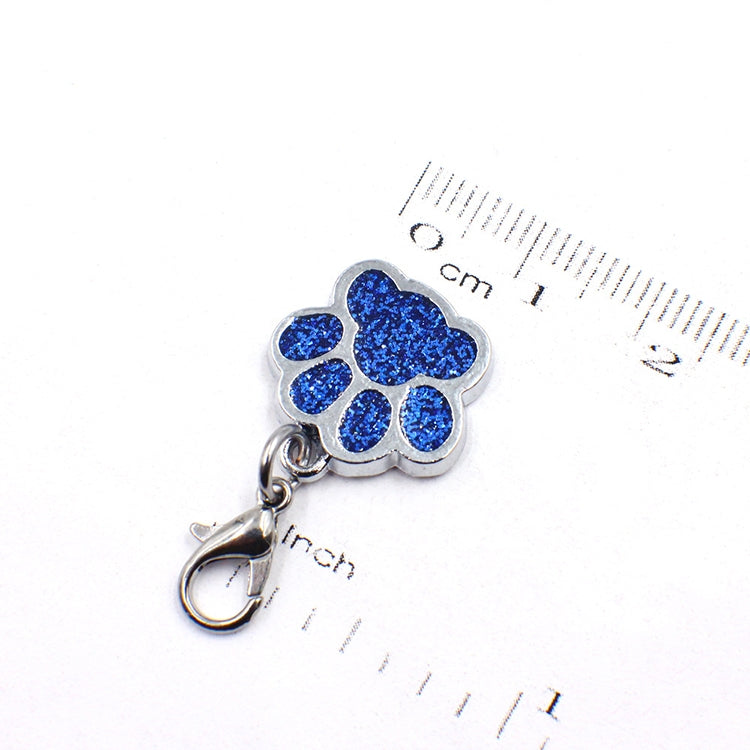 10 PCS Enamel Cat Dog  Bear Paw Prints Key Chain Jewelry Making(Light Blue)