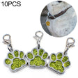 10 PCS Enamel Cat Dog  Bear Paw Prints Key Chain Jewelry Making(Light Green) - Pendants by PMC TechLife | Online Shopping South Africa | PMC TechLife | Buy Now Pay Later Mobicred