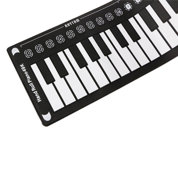 49-Key Portable Hand-Rolled Piano With Horn Children Beginners To Practice Electronic Piano(Elegant Black)