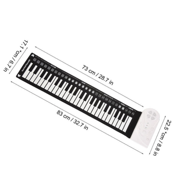 49-Key Portable Hand-Rolled Piano With Horn Children Beginners To Practice Electronic Piano(Elegant Black)