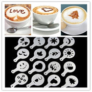 32 PCS Coffee Stencil Filter Coffee Maker Cappuccino Mold Templates Strew Flowers Pad Spray Art Baking Tools
