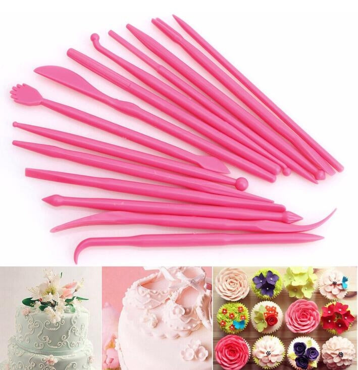 2 Sets Mini Fondant Styling Engraving Group Tools Cake Engraving Pen(14pcs / Set)(Rose Red) - free shipping - PMC TechLife - Order now!