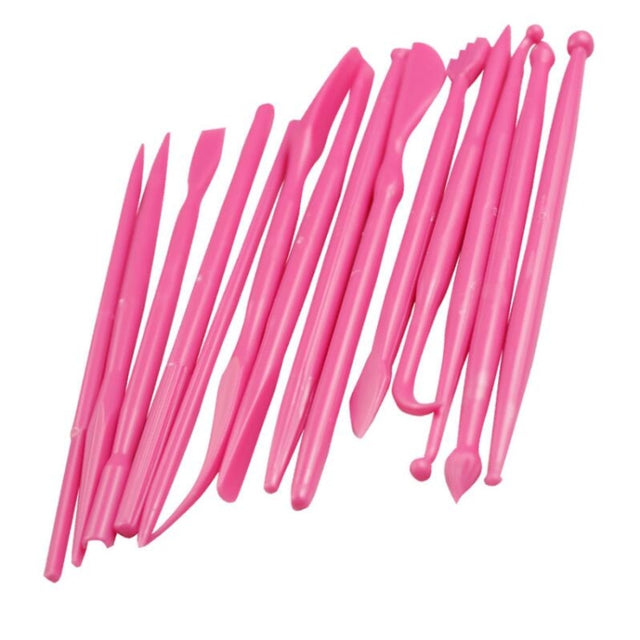 2 Sets Mini Fondant Styling Engraving Group Tools Cake Engraving Pen(14pcs / Set)(Rose Red)