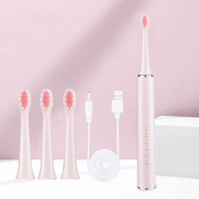 Boorui BR-Z5 USB Fast Charge Soft Toothbrush 5 Gear Sonic Electric Toothbrush(Pink)
