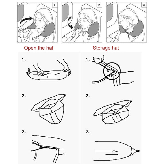 Portable Airplane Travel U-shaped Hooded Pillow Nap Time Neck Pillow(Dark Grey)