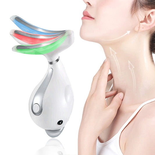 Electric Dolphin Neck Massager Wrinkle Removal Handheld Vibration Neck Face Massage Beauty Instrument Tool(Pearl White) - free shipping - PMC Jewellery - Order now!