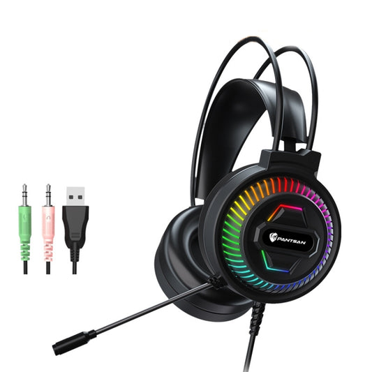 PANTSAN PSH-400 USB Computer Head-Mounted Luminous RGB Wired Headset, Specification:3.5mm Black - free shipping - PMC Jewellery - Order now!