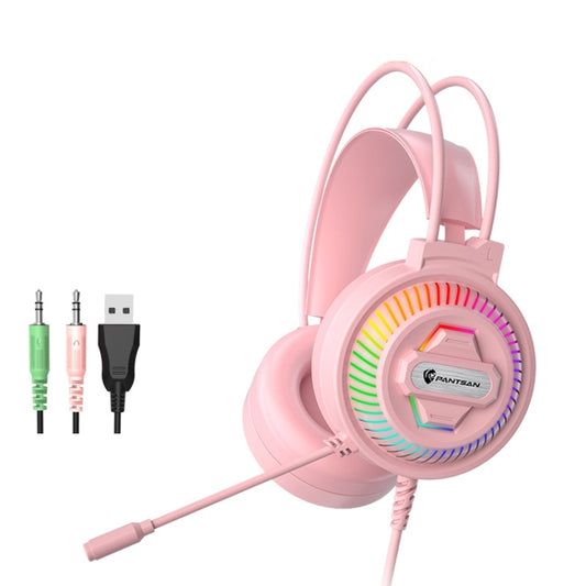PANTSAN PSH-400 USB Computer Head-Mounted Luminous RGB Wired Headset, Specification:3.5mm Pink - Multimedia Headset by PANTSAN | Online Shopping South Africa | PMC Jewellery | Buy Now Pay Later Mobicred