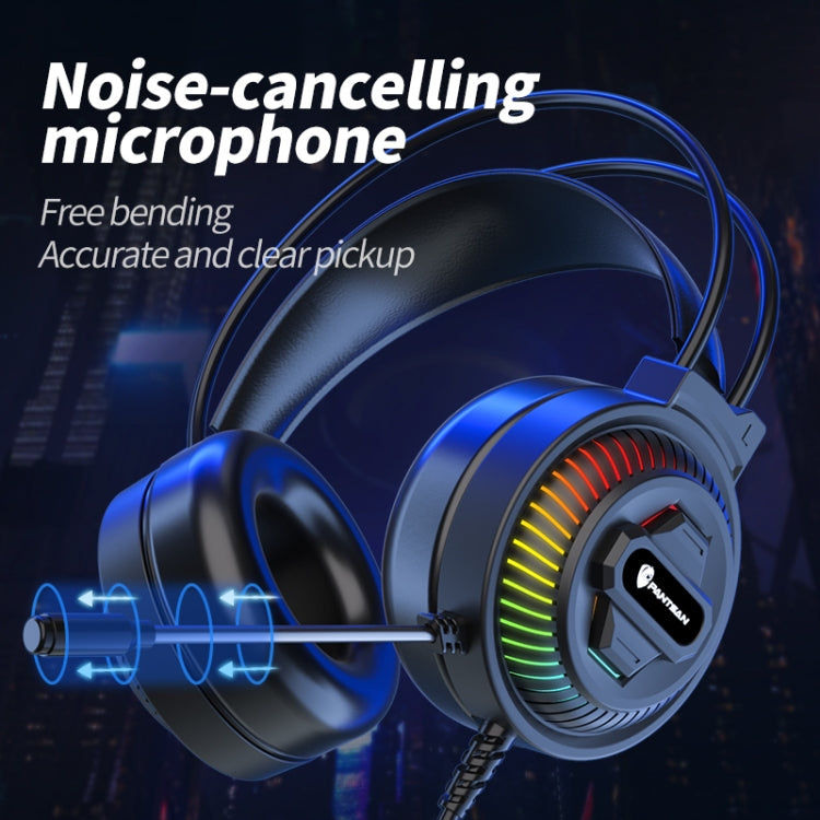 PANTSAN PSH-400 USB Computer Head-Mounted Luminous RGB Wired Headset, Specification:3.5mm Pink+Cat Ear