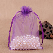 100 PCS Gift Bags Jewelry Organza Bag Wedding Birthday Party Drawable Pouches, Gift Bag Size:10x15cm(Dark Purple)