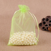 100 PCS Gift Bags Jewelry Organza Bag Wedding Birthday Party Drawable Pouches, Gift Bag Size:10x15cm(Fruit Green)