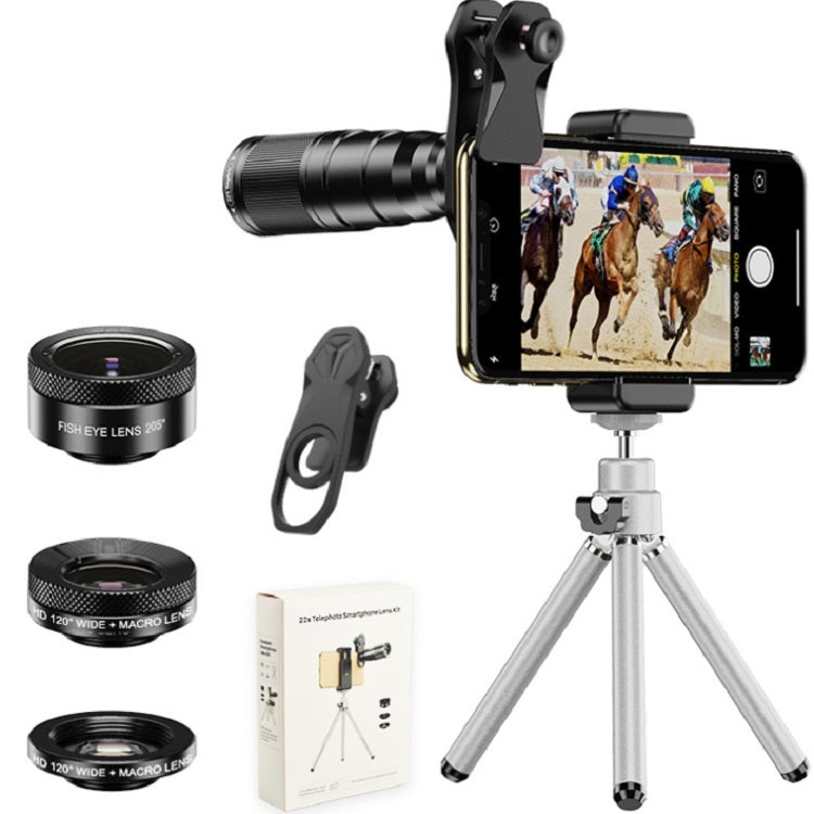 APEXEL APL-22X105 4 in 1 Metal 22X Telephoto + Fisheye + Wide Angle + Macro Starlight Polarization Universal External Mobile Phone Lens Set - free shipping - PMC Jewellery - Order now!