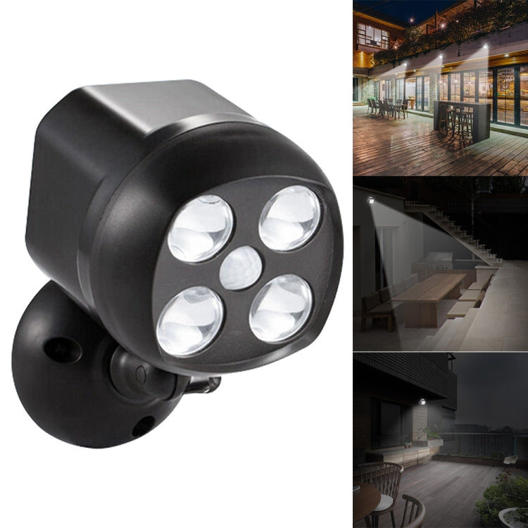 3W 4 LEDs SMD 3535 Outdoor Lighting Wireless Motion Sensor Outside Spotlight LED Wall Light - Sensor LED Lights by PMC TechLife | Online Shopping South Africa | PMC TechLife