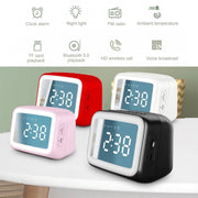 AEC BT-511 Mini LED HD Mirror Bluetooth Speaker, Support 32GB TF Card & 3.5mm AUX & Dual Alarm Clock & Real-time Temperature & Hands-free Calling(Black)