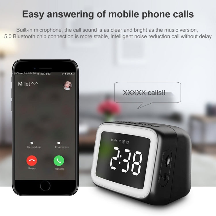 AEC BT-511 Mini LED HD Mirror Bluetooth Speaker, Support 32GB TF Card & 3.5mm AUX & Dual Alarm Clock & Real-time Temperature & Hands-free Calling(Black) - free shipping - PMC Jewellery - Order now!