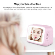AEC BT-511 Mini LED HD Mirror Bluetooth Speaker, Support 32GB TF Card & 3.5mm AUX & Dual Alarm Clock & Real-time Temperature & Hands-free Calling(Black)