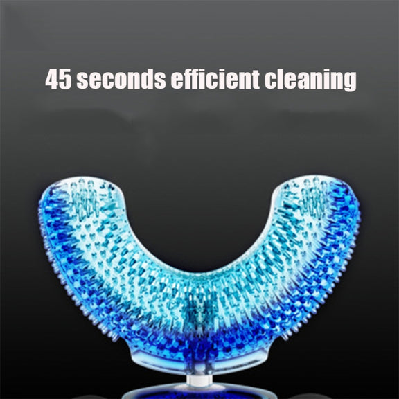 U-shaped Beauty Instrument Ultrasonic Vibration Tooth USB Charging Children Electric Toothbrush, Style:3- 7 years old(Blue)