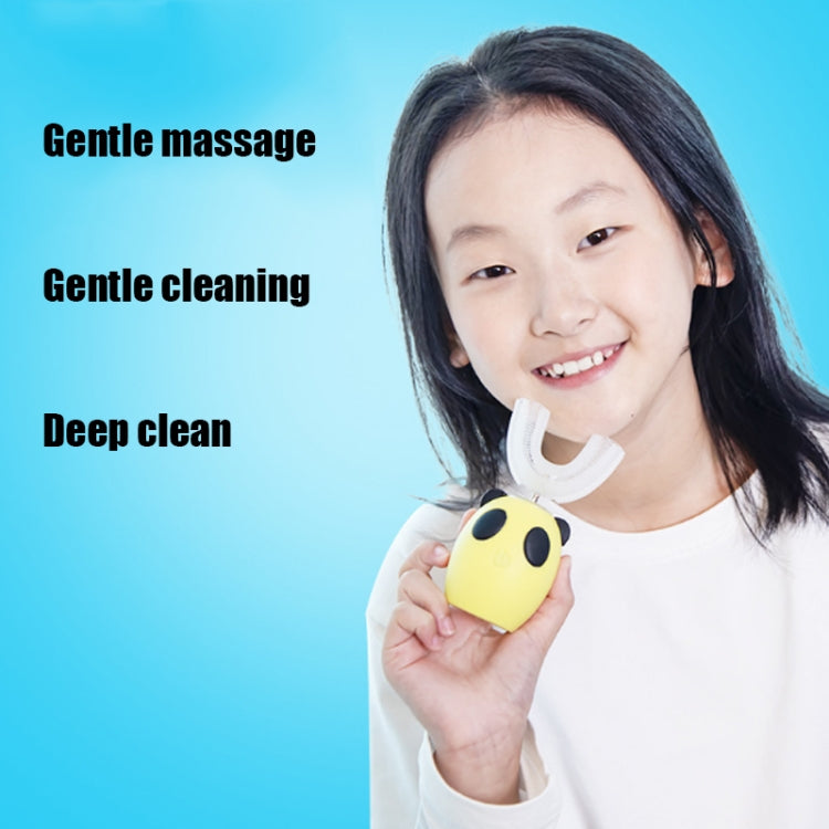 U-shaped Beauty Instrument Ultrasonic Vibration Tooth USB Charging Children Electric Toothbrush, Style:3- 7 years old(Blue)