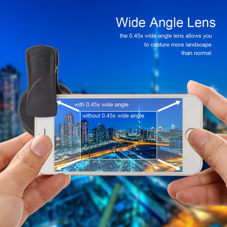 0.45X Ultra Wide Macro Combination Phone Lens with Clip(APL-0.45XWM) - free shipping - PMC Jewellery - Order now!