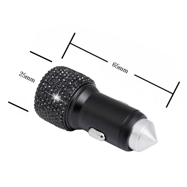 Diamond Car Dual USB Charge Mobile Phone Safety Hammer Charger(black) - free shipping - PMC TechLife - Order now!