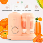 Multifunction Baby Food Cooking Maker Steamer Mixing Grinder Food Supplementary Machine EU Plug(Pink)