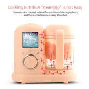 Multifunction Baby Food Cooking Maker Steamer Mixing Grinder Food Supplementary Machine EU Plug(Pink)