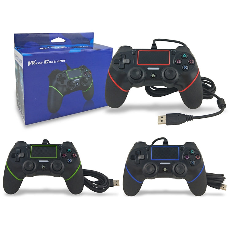For PS4 Handle Wired Handle Cable Game Controller(Black Blue) - Gamepads by PMC TechLife | Online Shopping South Africa | PMC TechLife
