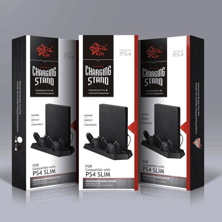 KJH PSLIM-03 Multi-function Host Bracket Cooling Fan Ultra-thin Machine Bracket Fan Charger for PS4 / SLIM Console