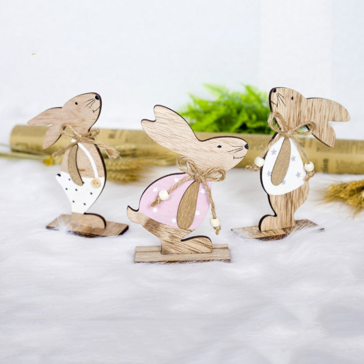 2 PCS Creative Easter Home Wooden Rabbit Decorative Ornaments(White Fower) - free shipping - PMC TechLife - Order now!