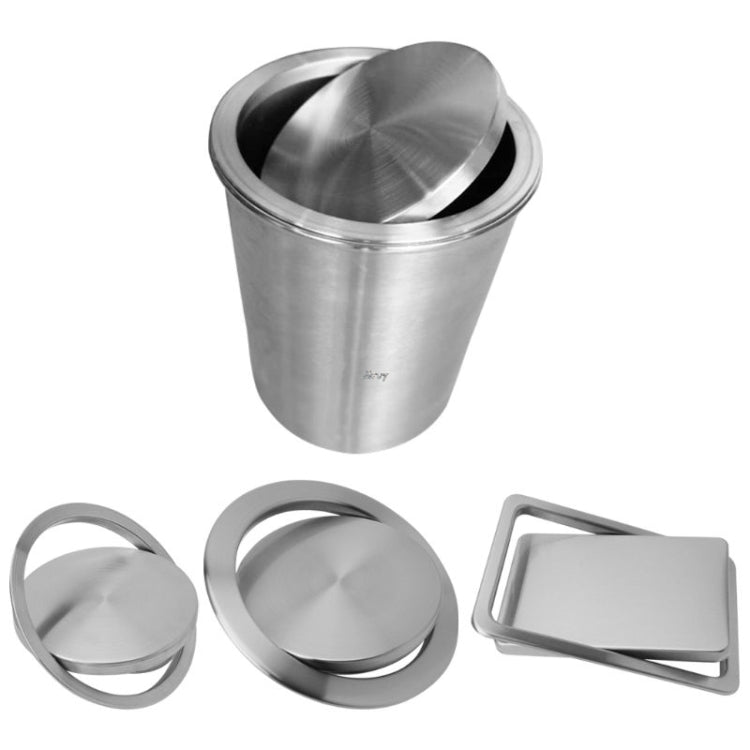 Embedded Type Stainless Steel Swing Cover Flip Kitchen Countertop Trash Can Lid  Cap, Size:Square 16.2x22.7cm(Silver)