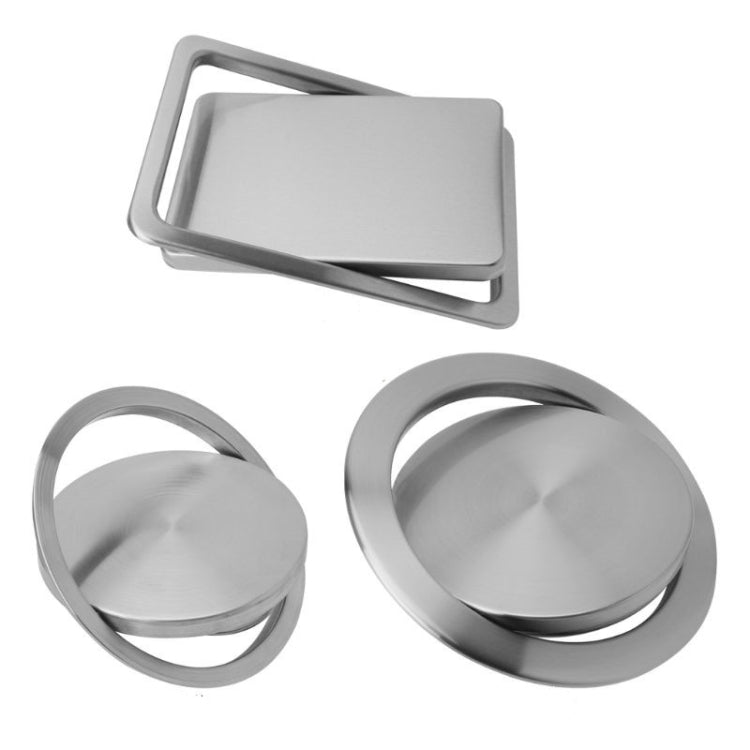 Embedded Type Stainless Steel Swing Cover Flip Kitchen Countertop Trash Can Lid  Cap, Size:Square 16.2x22.7cm(Silver)