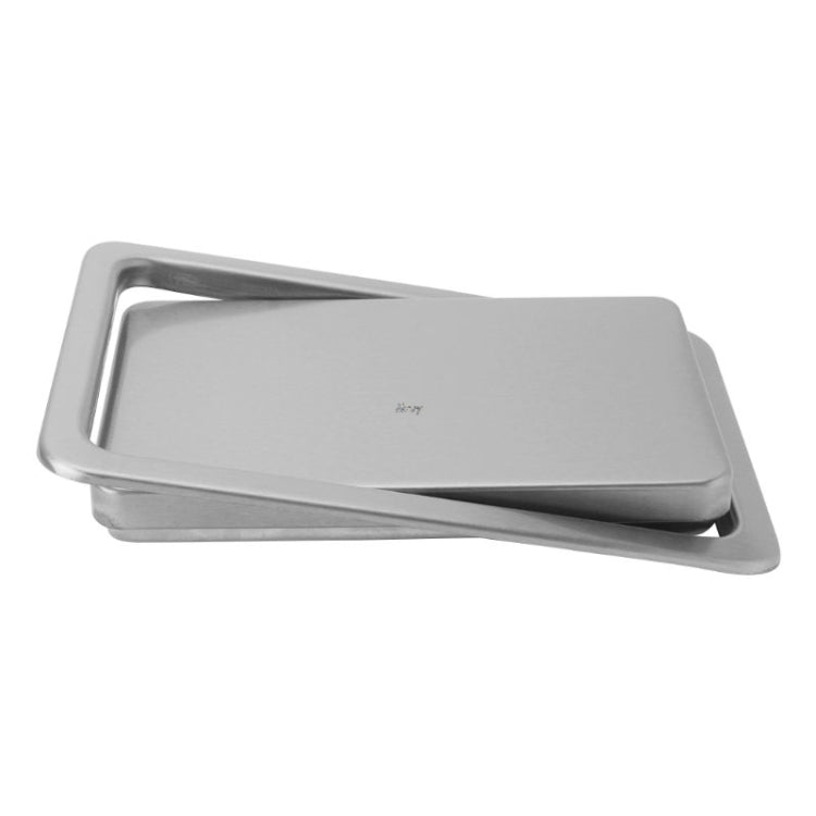 Embedded Type Stainless Steel Swing Cover Flip Kitchen Countertop Trash Can Lid  Cap, Size:Square 16.2x22.7cm(Silver)