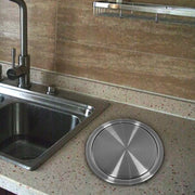 Embedded Type Stainless Steel Swing Cover Flip Kitchen Countertop Trash Can Lid  Cap, Size:Square 16.2x22.7cm(Silver)