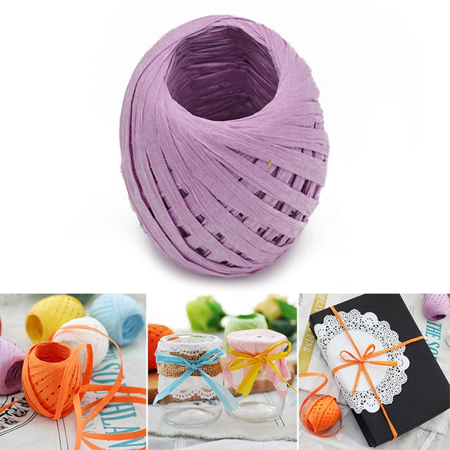 20M Paper Rope Raffia Ribbon Natural Lace Rope Gift Box Wrapping DIY Decoration(Llight Purple)