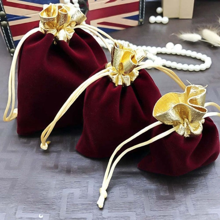 Velvet Bag Jewelry Storage Bag Christmas New Year Holiday Blessing Bag, Size:10x12cm(Red Wine)