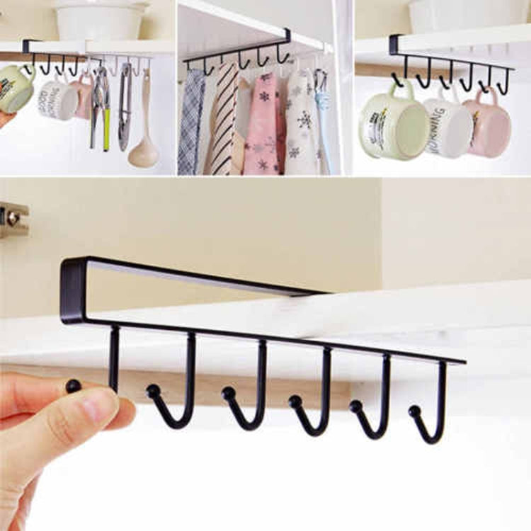 2 PCS Hooks Storage Rack Cup Towel Hanging Holder Bathroom Kitchen Cabinet Organizer(Black) - Shelf & Hooks by PMC TechLife | Online Shopping South Africa | PMC TechLife | Buy Now Pay Later Mobicred