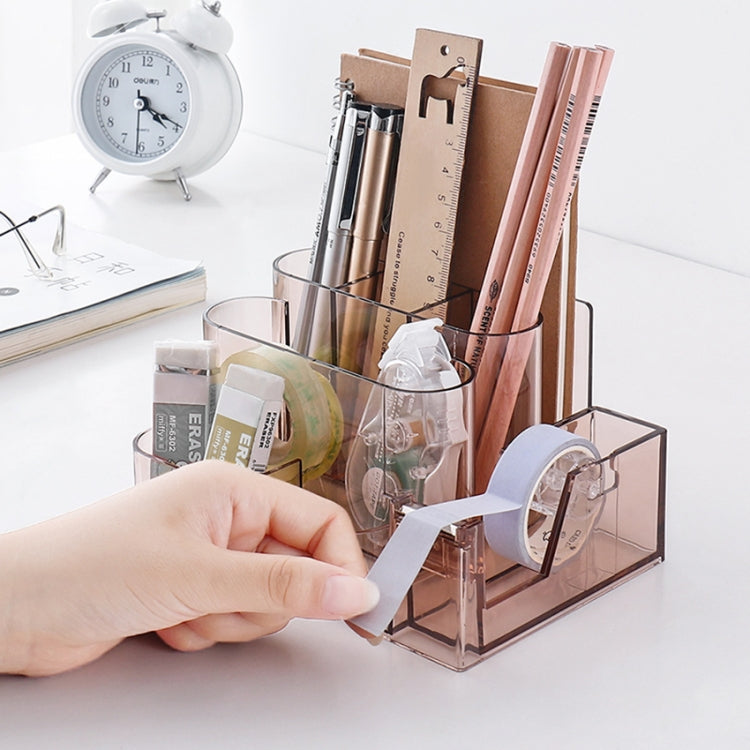 Transparent Acrylic Stationery Storage Box Creative Desk Organizer Plastic Compartment Pen Holder Office Accessories(Brown) - Pen Holder by PMC TechLife | Online Shopping South Africa | PMC TechLife | Buy Now Pay Later Mobicred
