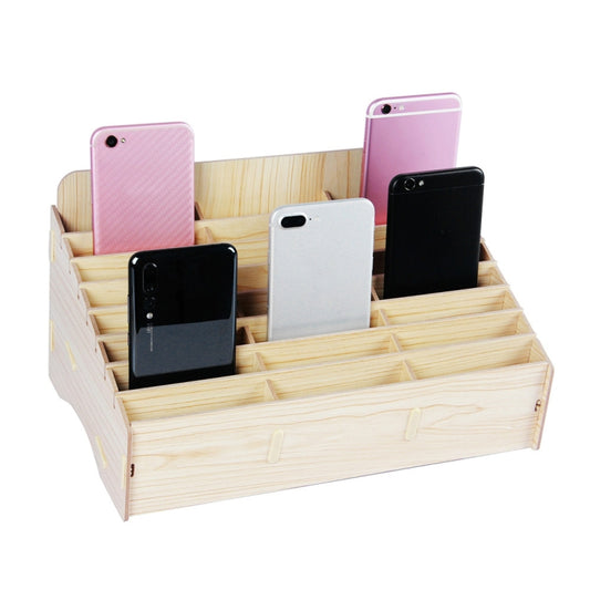 White Oak 24 Grid  Wooden Conference Classroom Mobile Phone Organizer Desktop Storage Box - free shipping - PMC Jewellery - Order now!
