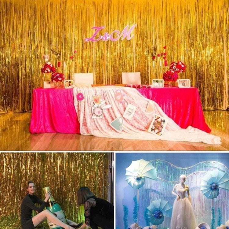 2 PCS Laser Rain Tinsel Foil Curtain Birthday Party Decoration Tassel Wall, Size:1x2.5m(Silver)