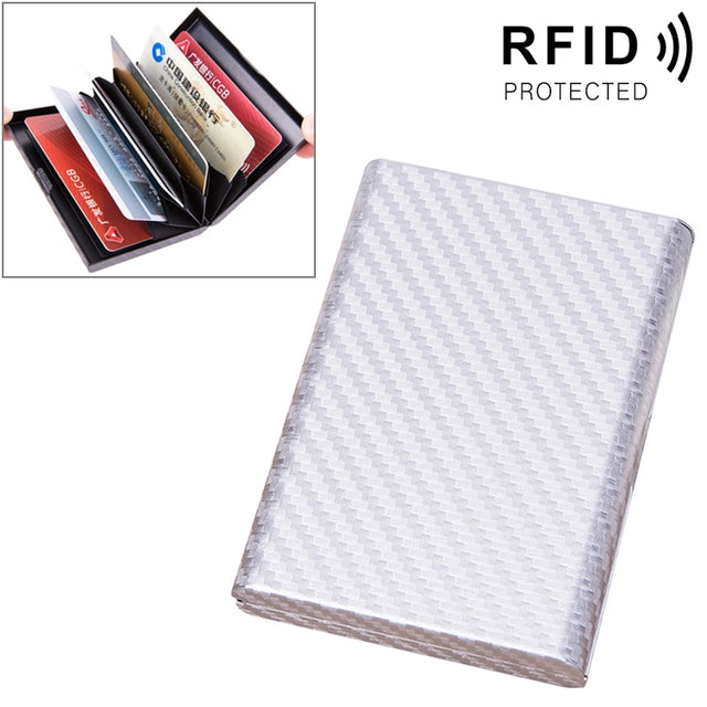 Aluminum Alloy Credit Card Bank Card Security Anti Magnetic Large Capacity Card Holder(Carbon Silver)