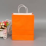 10 PCS Elegant Kraft Paper Bag With Handles for Wedding/Birthday Party/Jewelry/Clothes, Size:22x27x11cm(Orange)