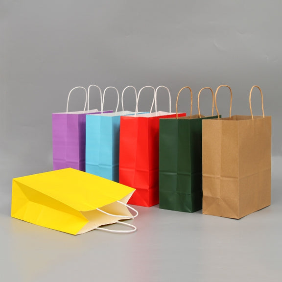 10 PCS Elegant Kraft Paper Bag With Handles for Wedding/Birthday Party/Jewelry/Clothes, Size:22x27x11cm(Orange)