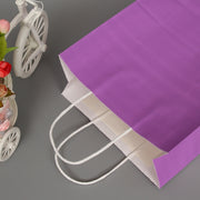 10 PCS Elegant Kraft Paper Bag With Handles for Wedding/Birthday Party/Jewelry/Clothes, Size:26x33x12cm(Purple)