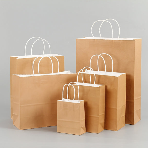10 PCS Elegant Kraft Paper Bag With Handles for Wedding/Birthday Party/Jewelry/Clothes, Size:26x33x12cm(Purple)